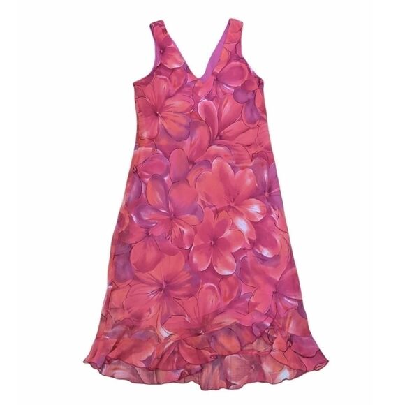 City Triangles Dresses & Skirts - 90s Y2K VINTAGE CITY TRIANGLES Women's Sleeveless Pink Floral Midi Dress Size 13